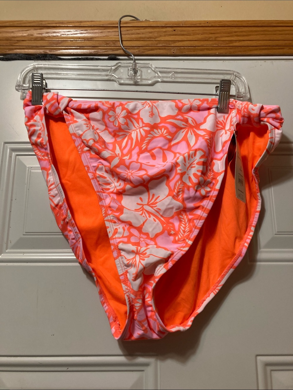 Neon Orange & Pink Floral Bikini Bottoms XL NWT